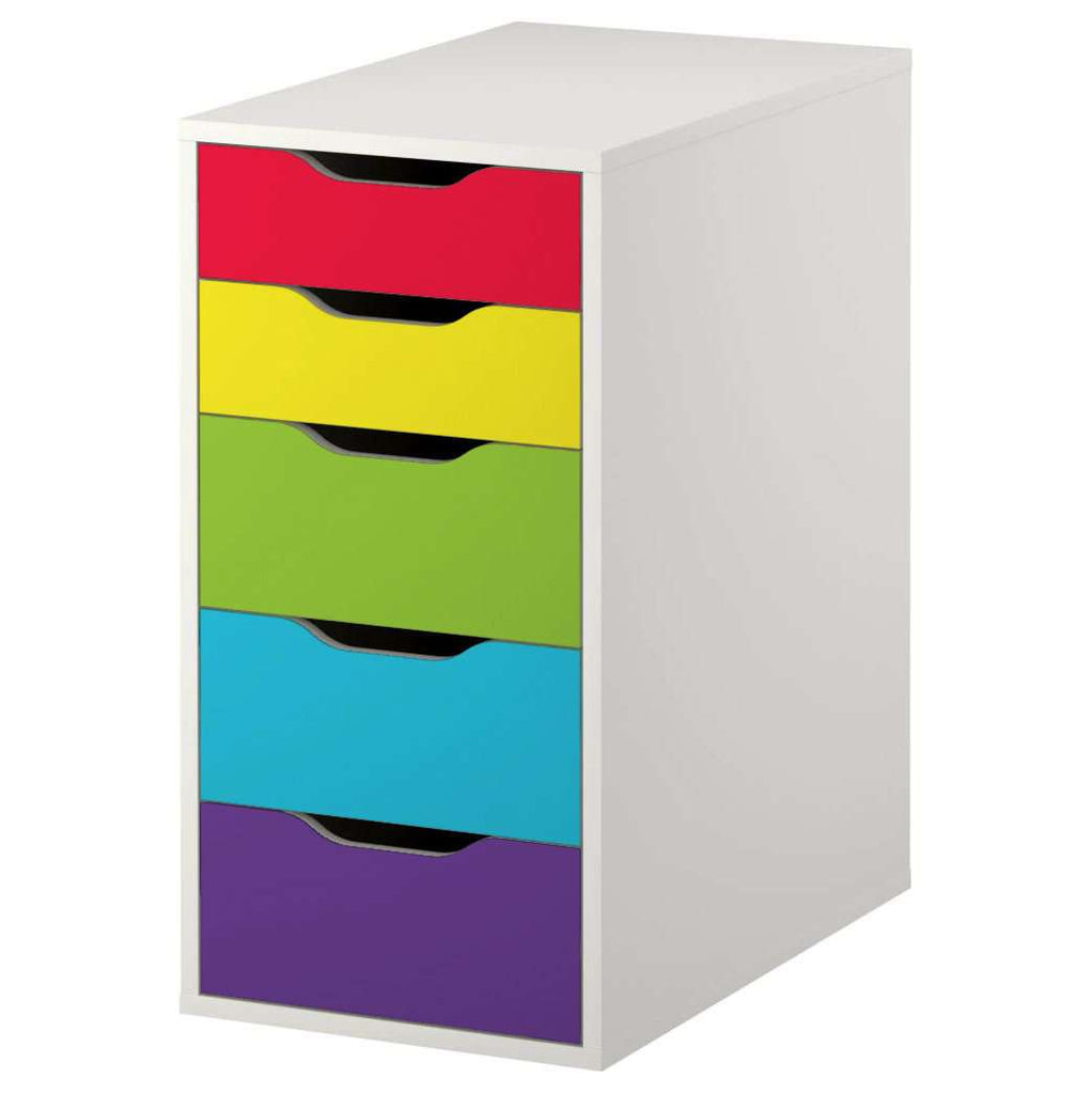 Classic Rainbow Stripe Decal Set for IKEA Alex 5 Drawer Unit