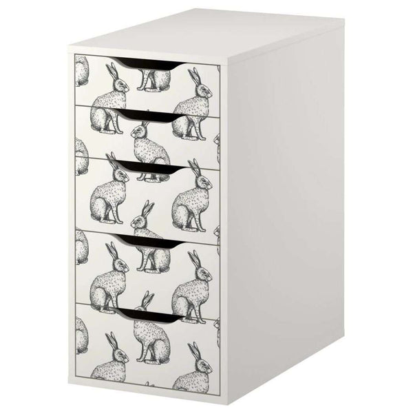 Rabbit Hare Pattern Decal Set for IKEA Alex Drawer Unit
