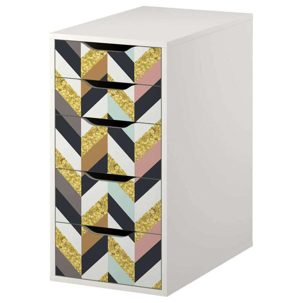 Herringbone Pattern Decal Set for IKEA Alex 5 Drawer Unit