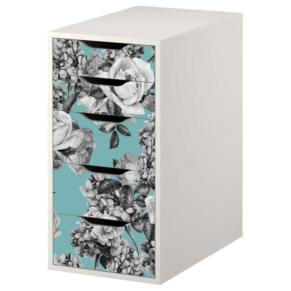 Floral Bouquet Pattern Decal Set for IKEA Alex 5 Drawer Unit