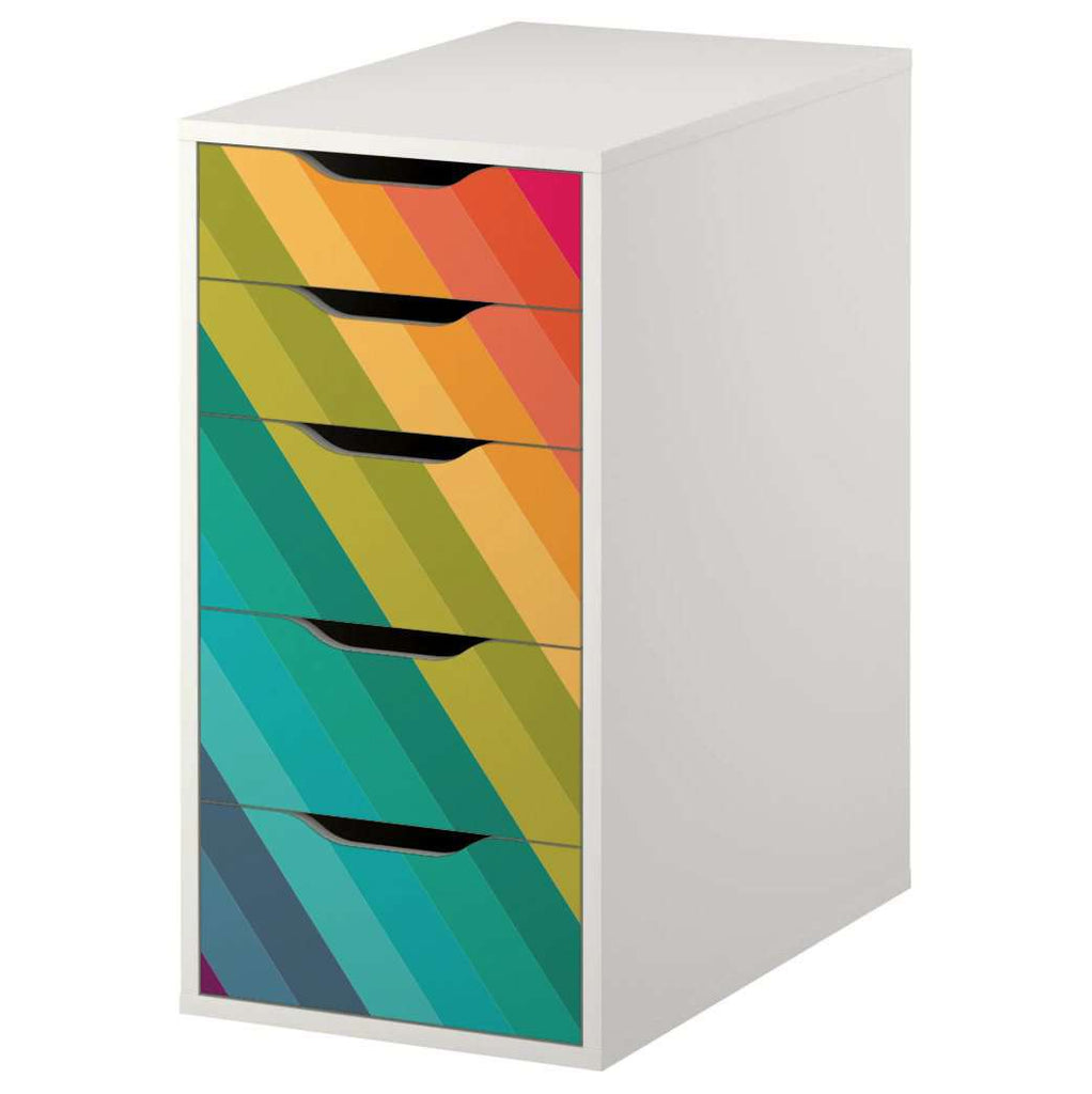 Rainbow Stripe Decal Set for IKEA Alex 5 Drawer Unit