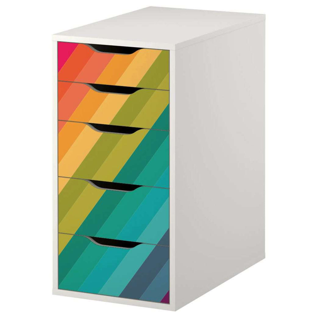 Reversed Rainbow Stripe Decal Set for IKEA Alex 5 Drawer Unit