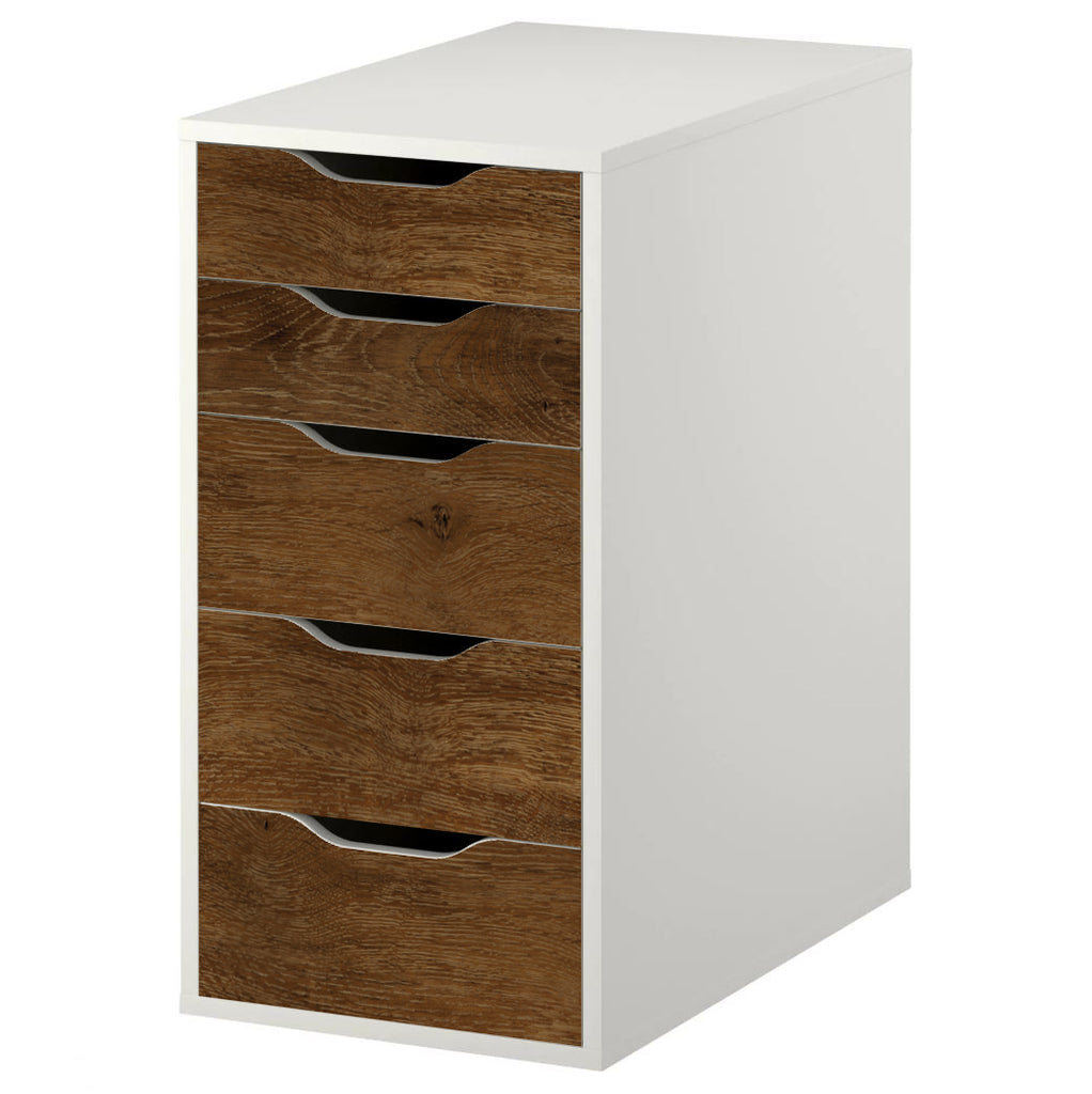 Dark Walnut Wood Grain Decal Set for IKEA Alex Drawer Unit