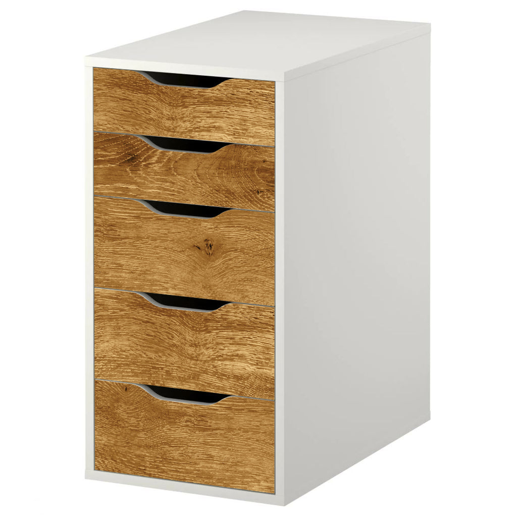 Golden Oak Wood Grain Decal Set for IKEA Alex Drawer Unit