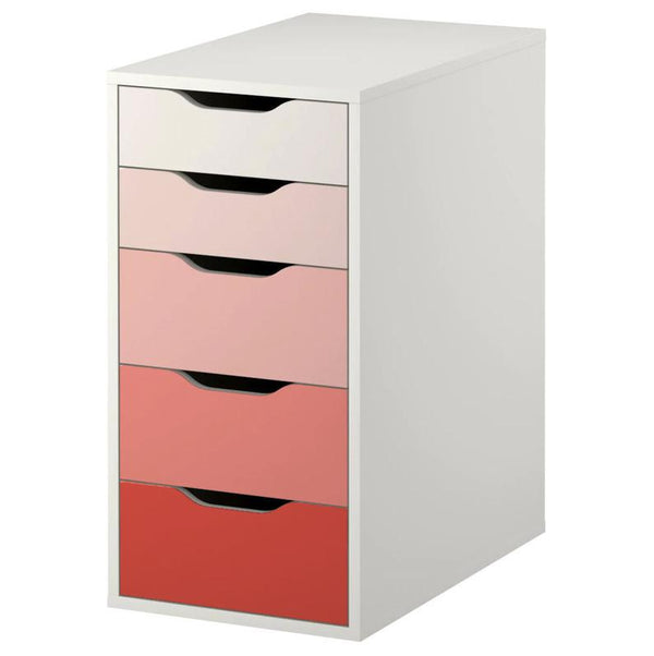 Peachy Pink Ombre Pattern Decal Set for IKEA Alex Drawer Unit