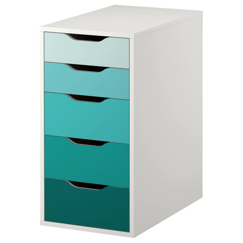 Turquoise Ombre Pattern Decal Set for IKEA Alex Drawer Unit