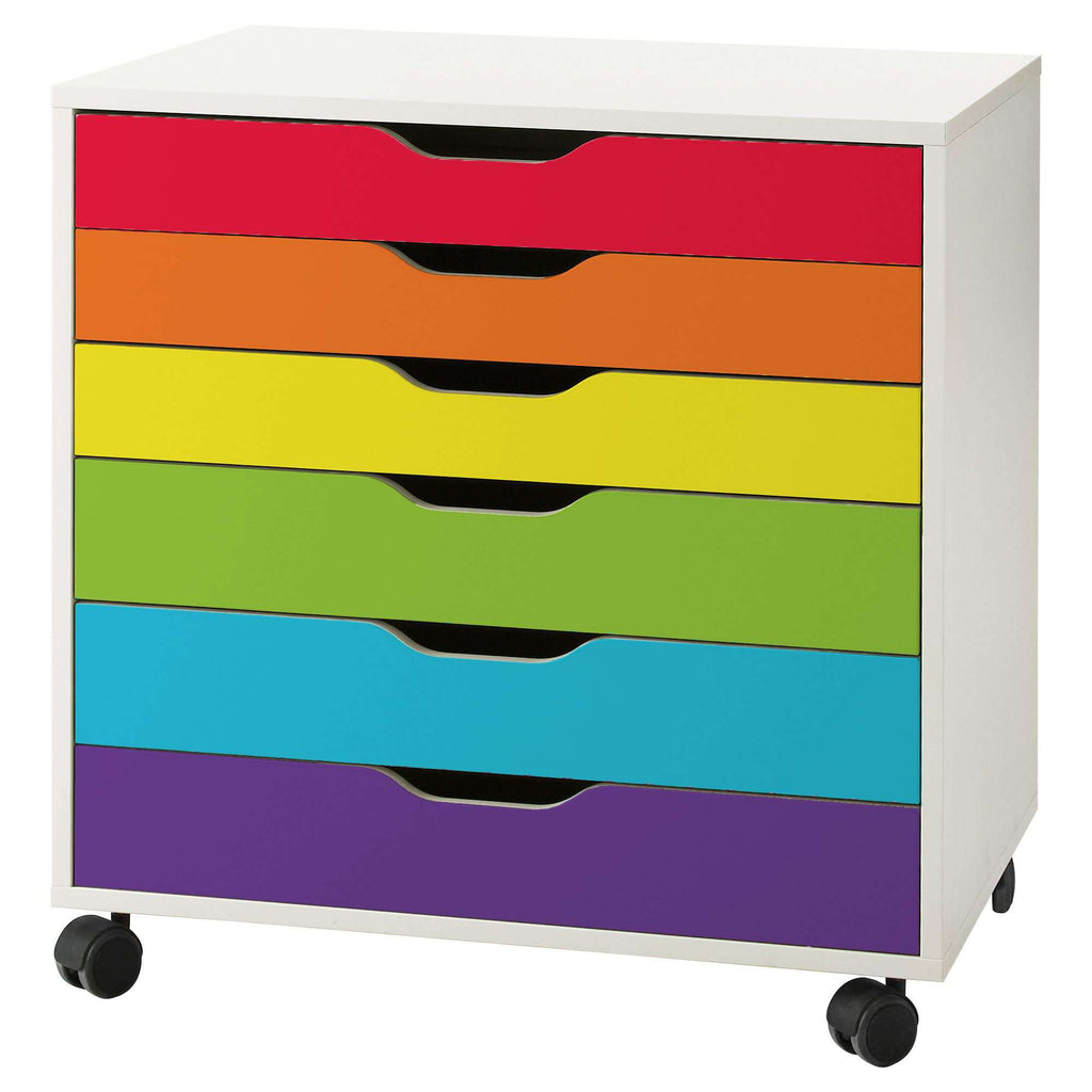 Classic Rainbow Stripe Decal Set for IKEA Alex 6 Drawer Unit