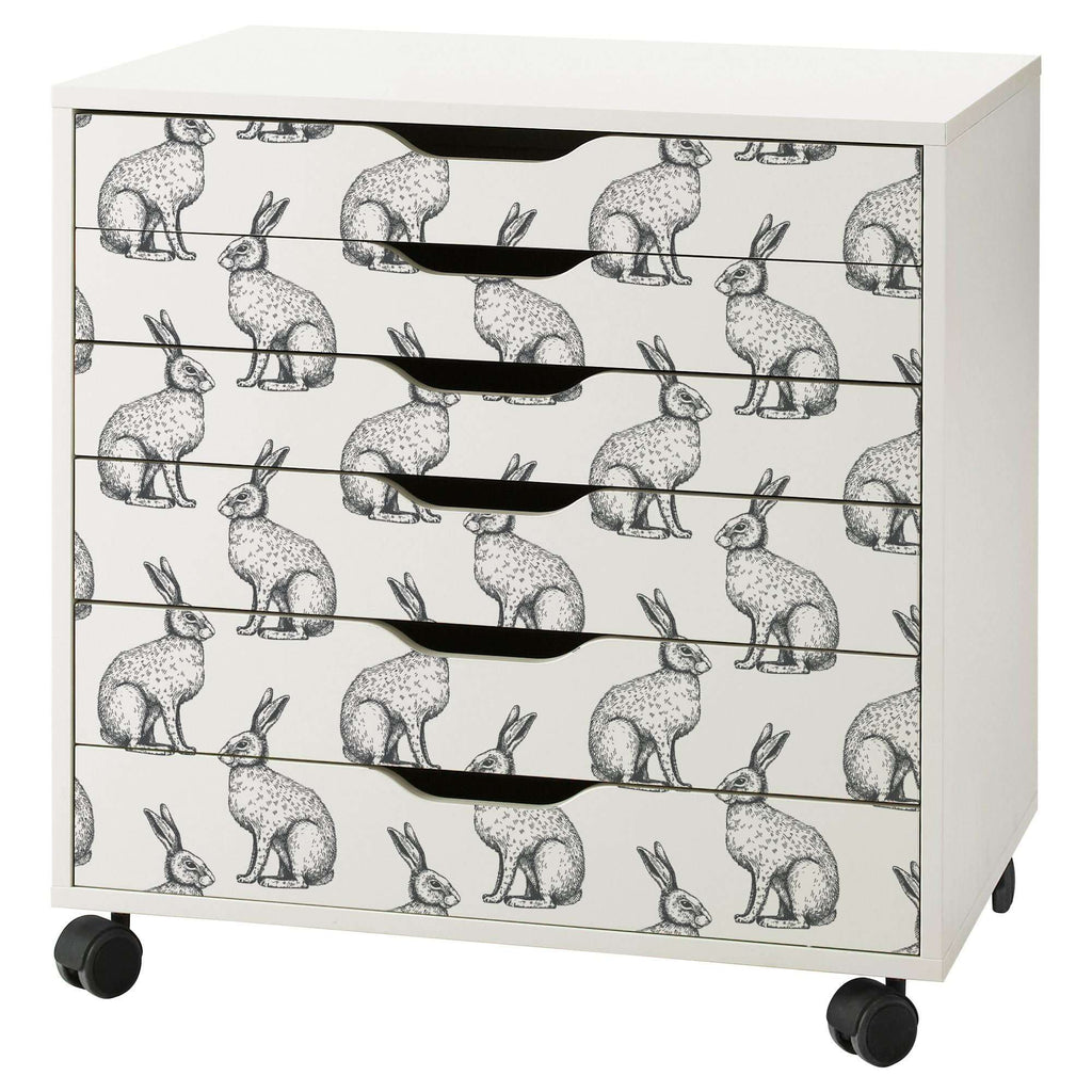 Rabbit Hare Pattern Decal Set for IKEA Alex Drawer Unit