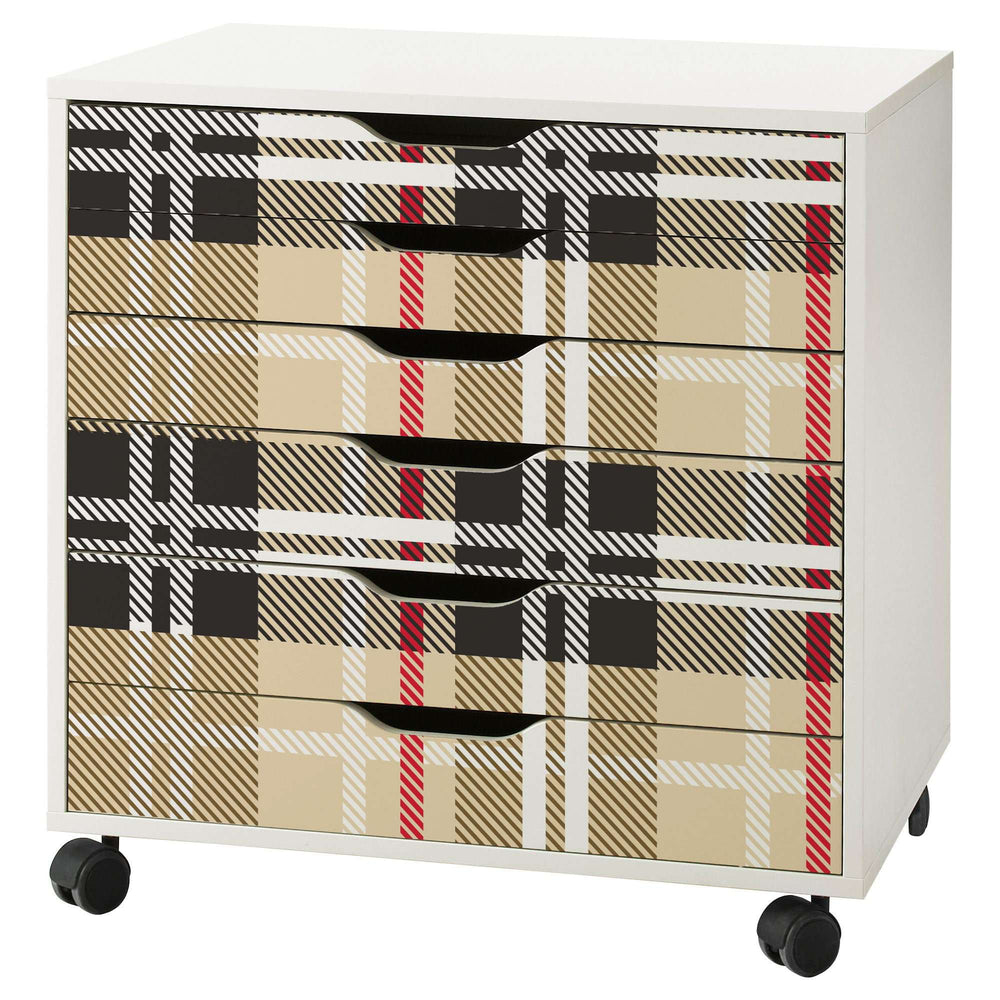 Tartan Pattern Decal Set for IKEA Alex 6 Drawer Unit