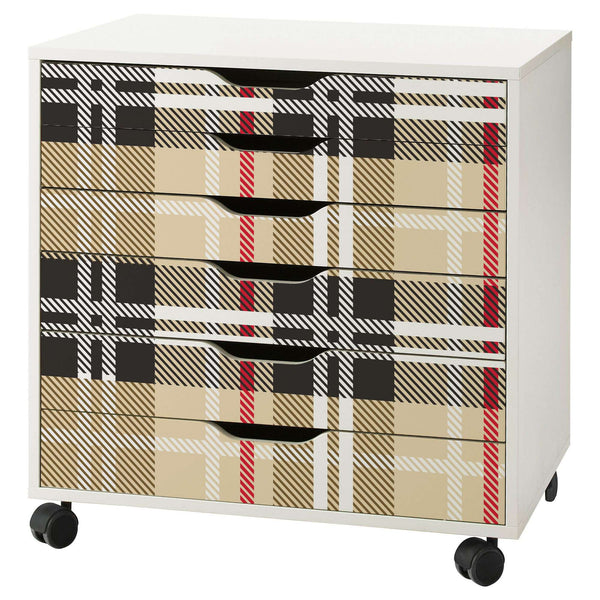 Tartan Pattern Decal Set for IKEA Alex 6 Drawer Unit