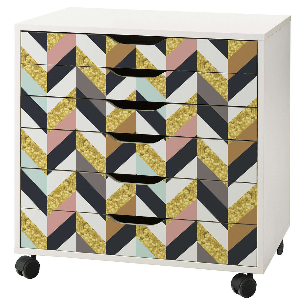 Herringbone Pattern Decal Set for IKEA Alex 6 Drawer Unit