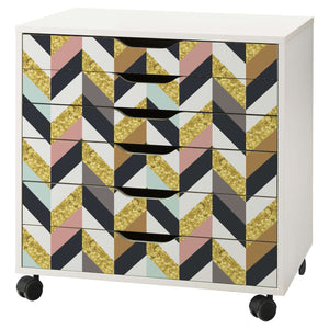Herringbone Pattern Decal Set for IKEA Alex 6 Drawer Unit