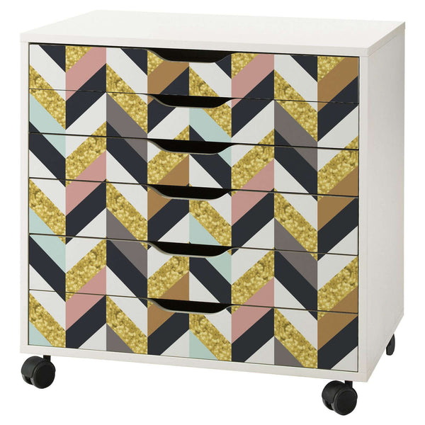 Herringbone Pattern Decal Set for IKEA Alex 6 Drawer Unit