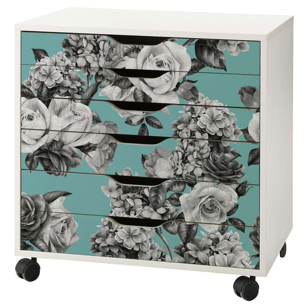 Floral Bouquet Pattern Decal Set for IKEA Alex 6 Drawer Unit
