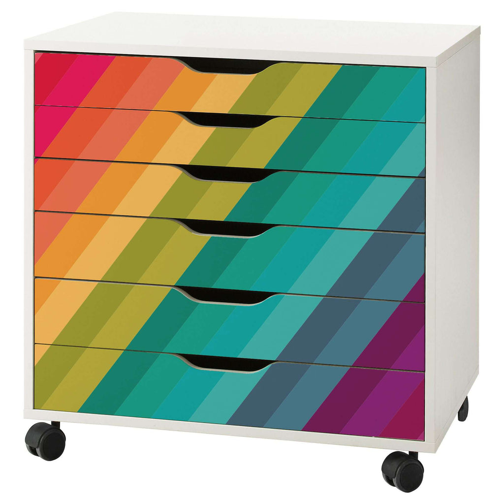 Reversed Rainbow Stripe Decal Set for IKEA Alex 6 Drawer Unit
