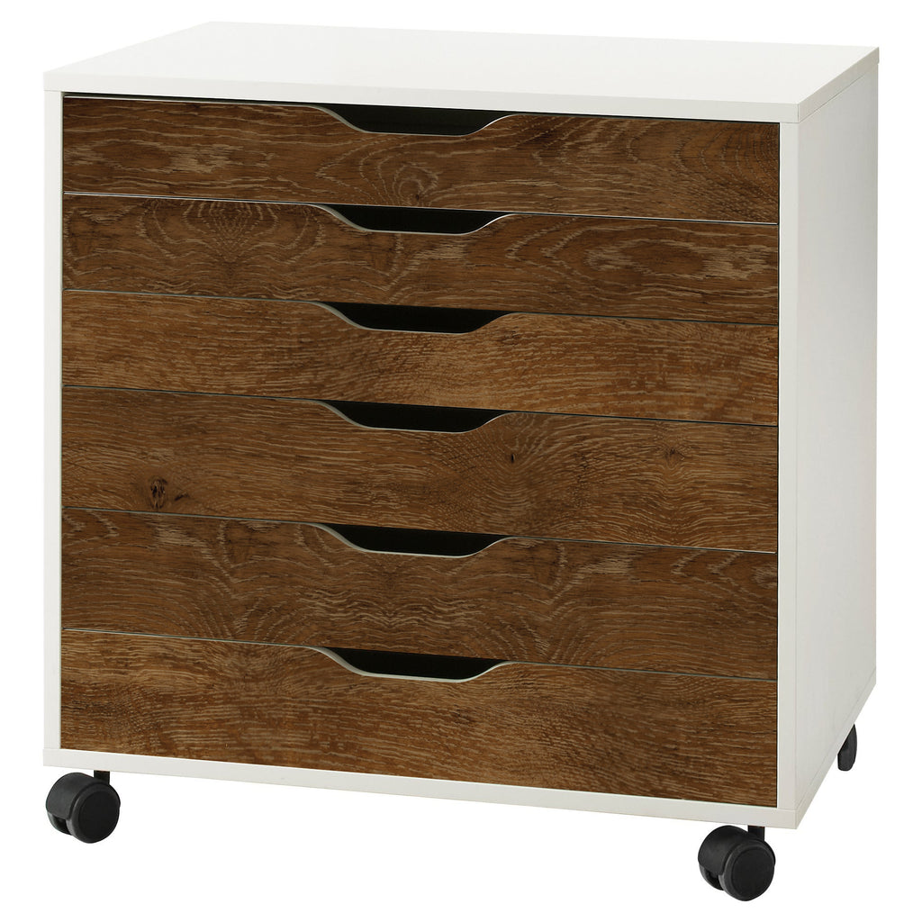 Dark Walnut Wood Grain Decal Set for IKEA Alex Drawer Unit