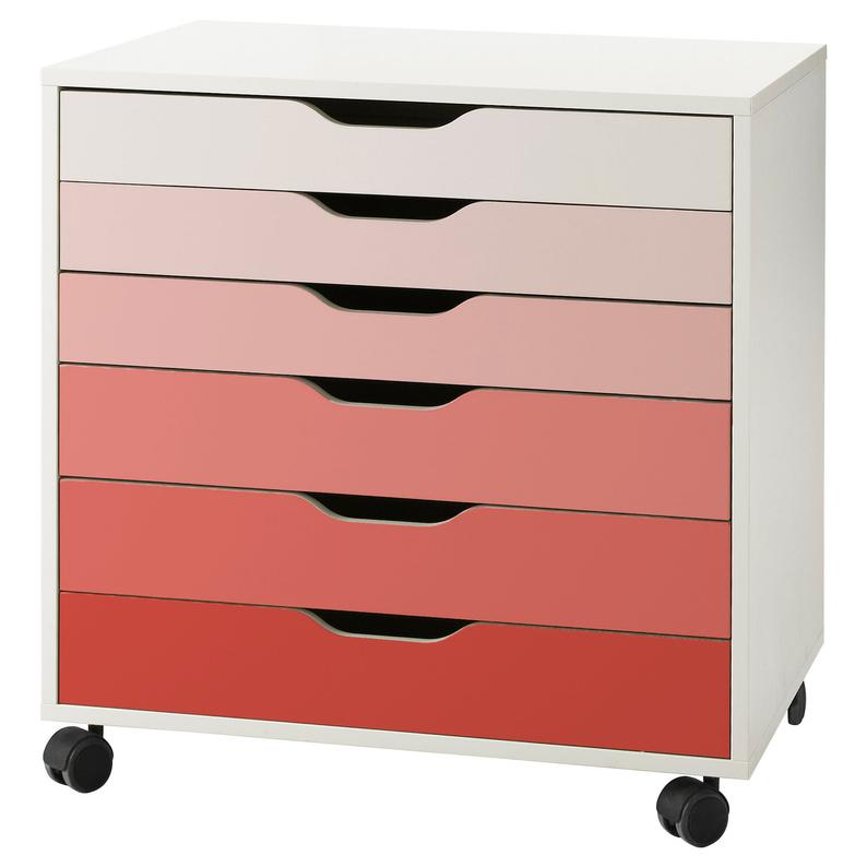 Peachy Pink Ombre Pattern Decal Set for IKEA Alex Drawer Unit