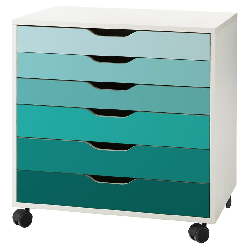 Turquoise Ombre Pattern Decal Set for IKEA Alex Drawer Unit