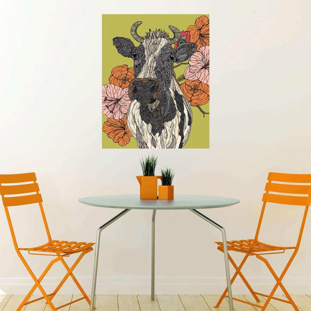Floral Cow Art Wall Sticker Decal by Valentina Harper