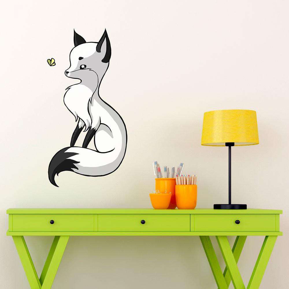 Digital Animal Art Wall Sticker Decal – Fox and a Butterfly by Indre Bankauskaite