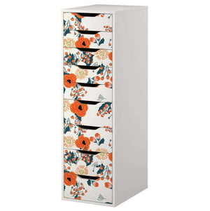 Vintage Floral Pattern Decal Set for IKEA Alex 9 Drawer Unit