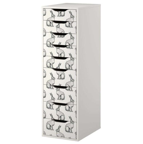 Rabbit Hare Pattern Decal Set for IKEA Alex Drawer Unit