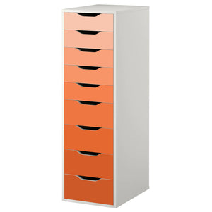 Orange Ombre Pattern Decal Set for IKEA Alex Drawer Unit