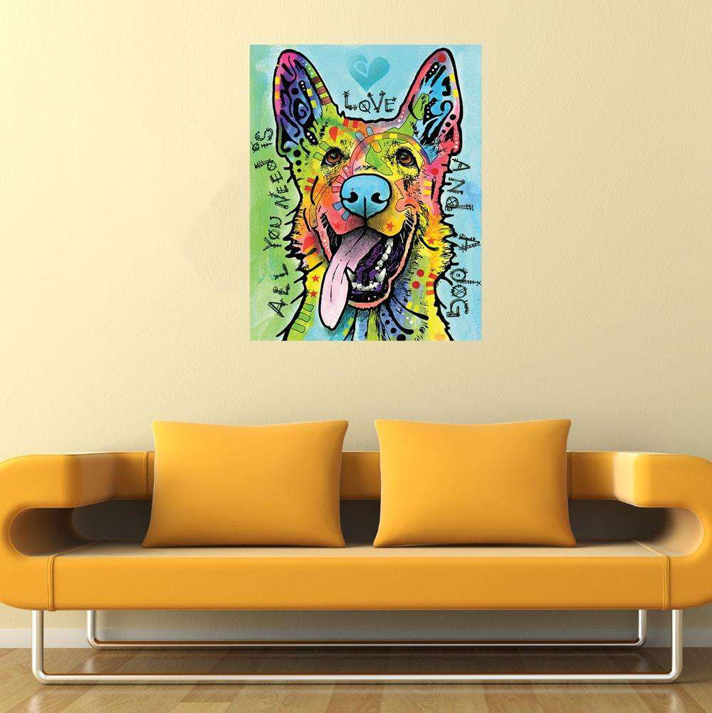 German Shepherd Pop Art Decal - Love and a Dog by Dean Russo