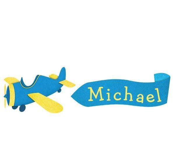 Personalized Plane and Banner Wall Sticker - Blue/Yellow
