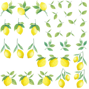 Watercolor Lemon Pattern Wall Decals