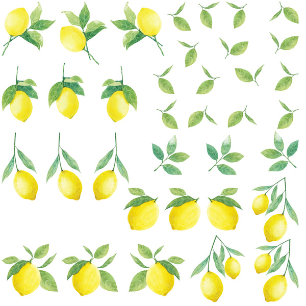 Watercolor Lemon Pattern Wall Decals