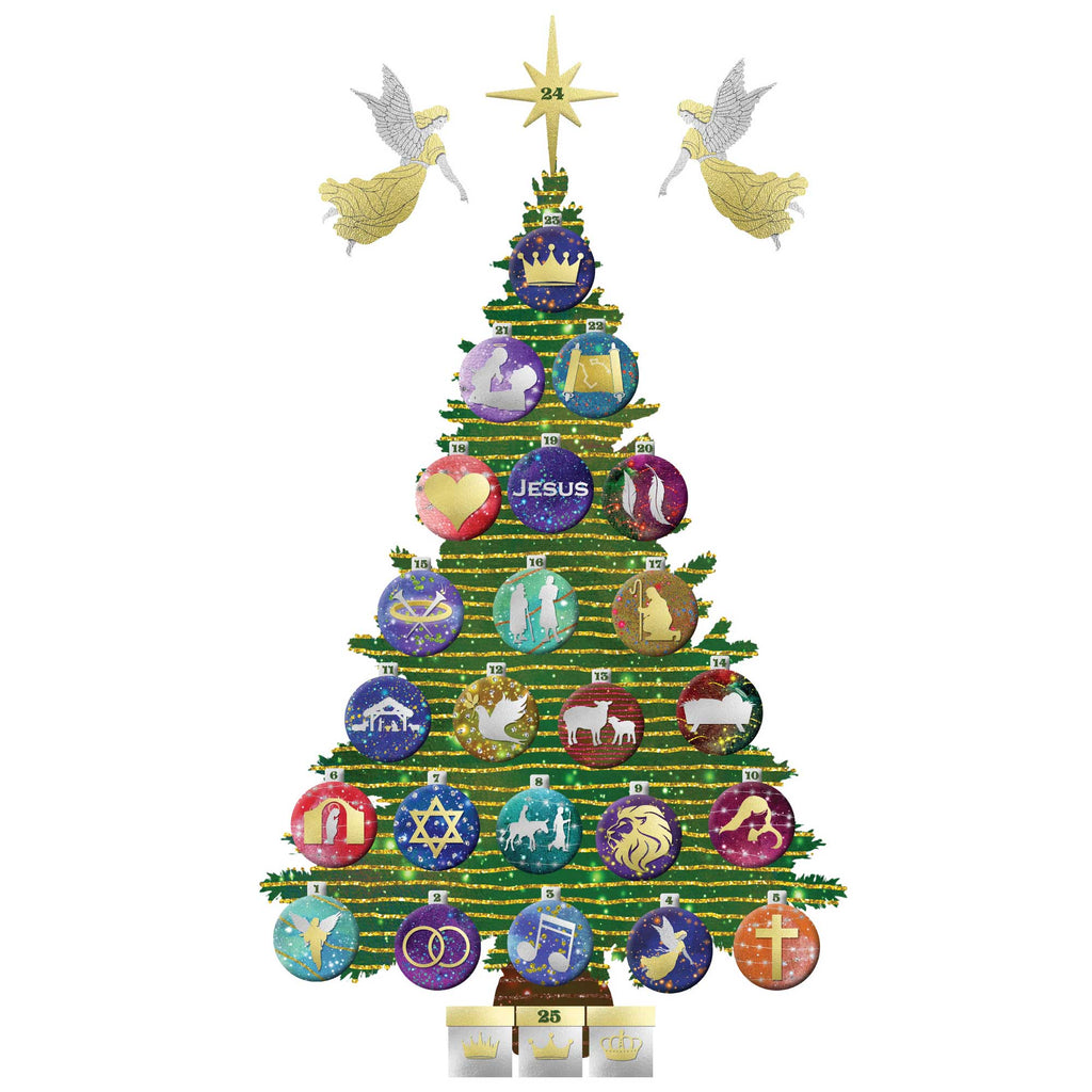Biblical Advent Calendar - Christmas Tree Countdown Wall Decal with Bible Verse Reference Guide