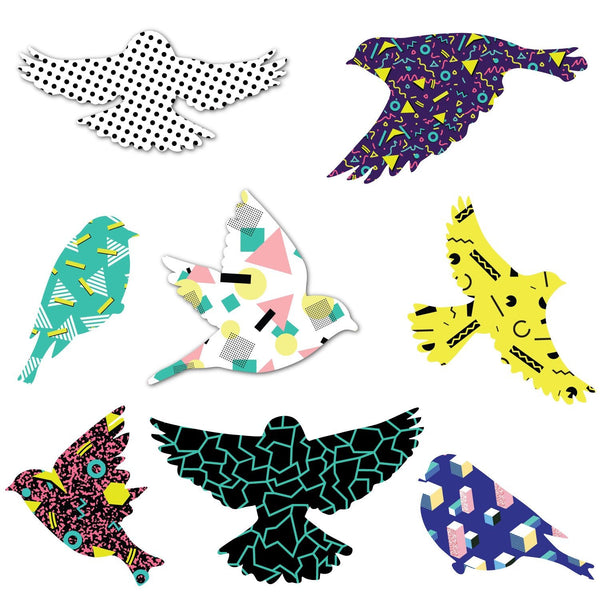 Bird Decals - Set of 8 in Retro 80s Design - My Wonderful Walls
