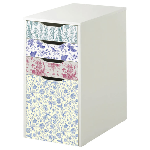Birds & Butterflies Toile Pattern Decal Set for IKEA Alex Furniture - My Wonderful Walls