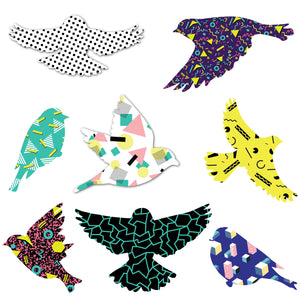 Bird Decals for Walls and Windows - Retro 80s Design