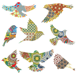 Bird Decals for Walls and Windows - Patchwork Pattern
