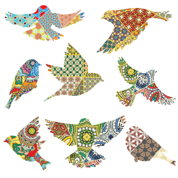Bird Decals for Walls and Windows - Patchwork Pattern