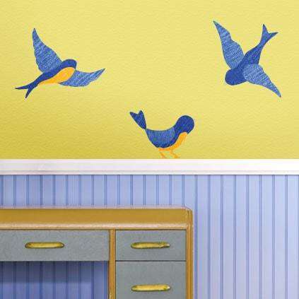 Giant Blue Bird Wall Stickers