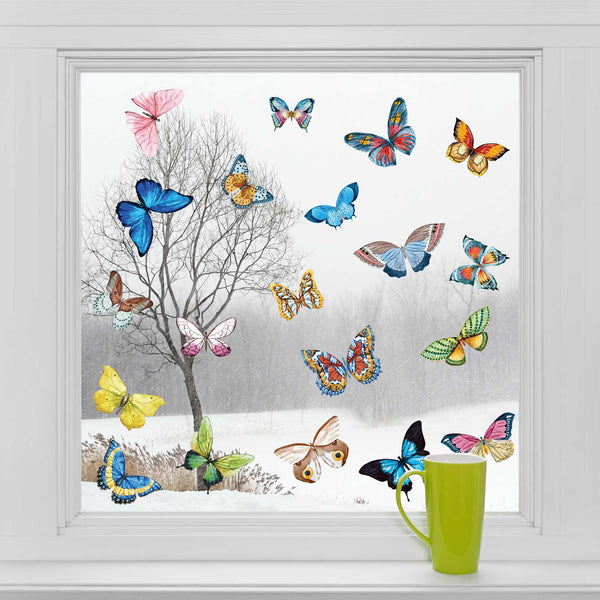 Butterfly Wall Decals - Set of 20 Realistic Watercolor Butterflies