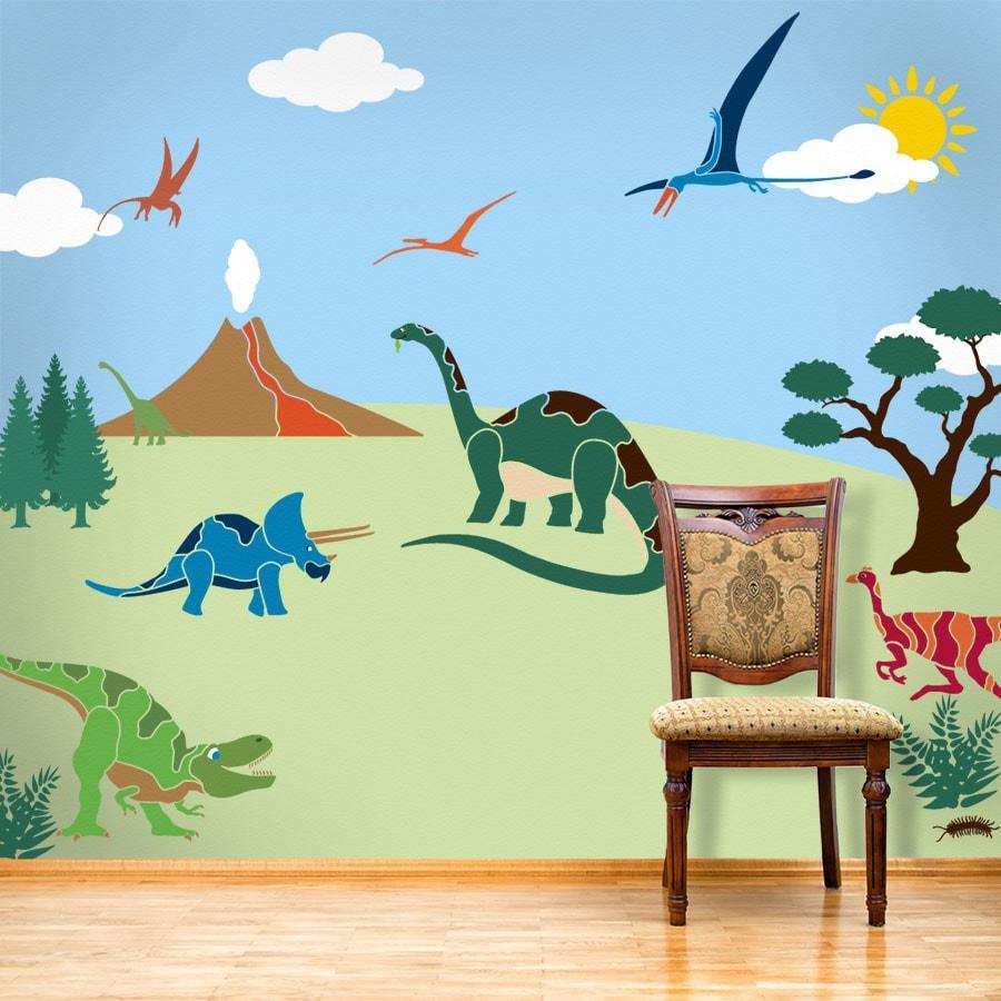 dinosaur wall mural