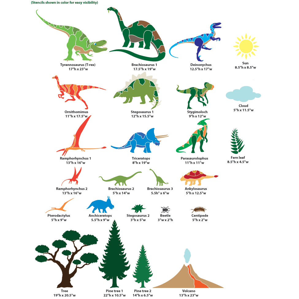 Dinosaur Wall Stencil Kit Dinosaur Stencil Wall Mural Kit My