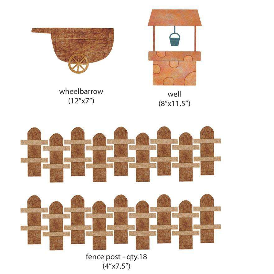 Wheelbarrow, Well & Fence Sticker Pack