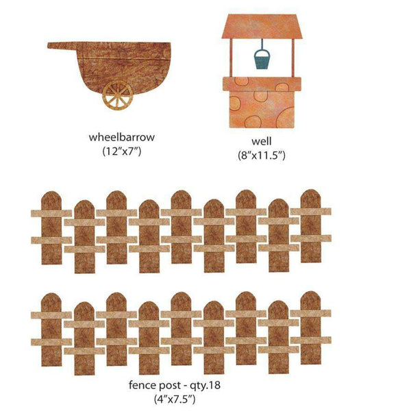 Wheelbarrow, Well & Fence Sticker Pack
