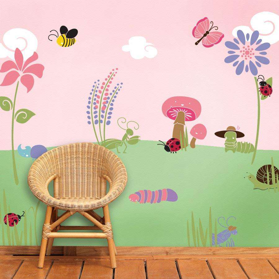 bugs and blossom wall mural stencil kit