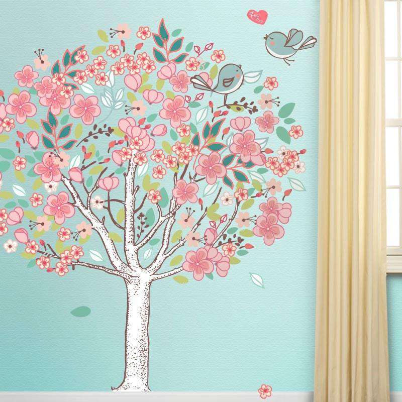 Spring Love Tree Wall Mural Sticker Kit