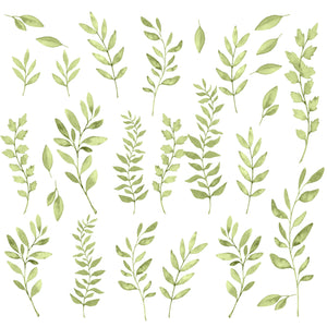 Watercolor Leaves Wall Decals