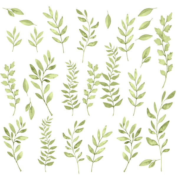 Watercolor Leaves Wall Decals