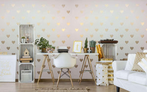 golden hearts on wall