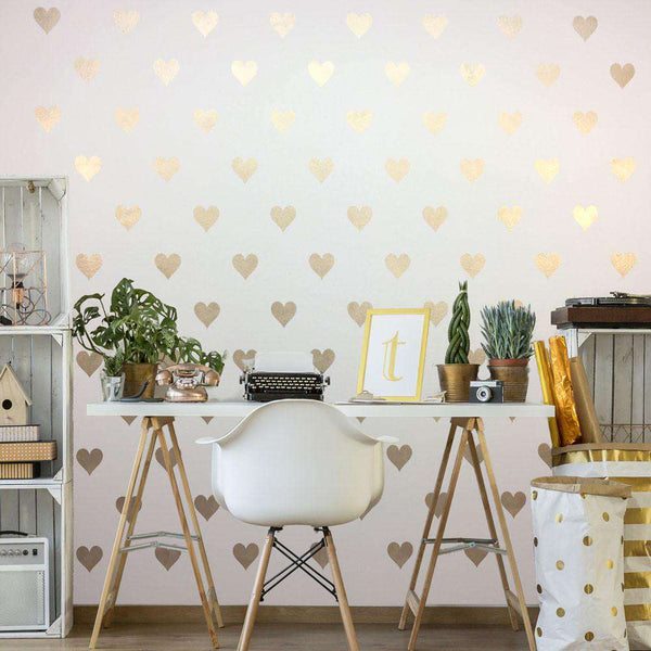 gold heart wall stencil