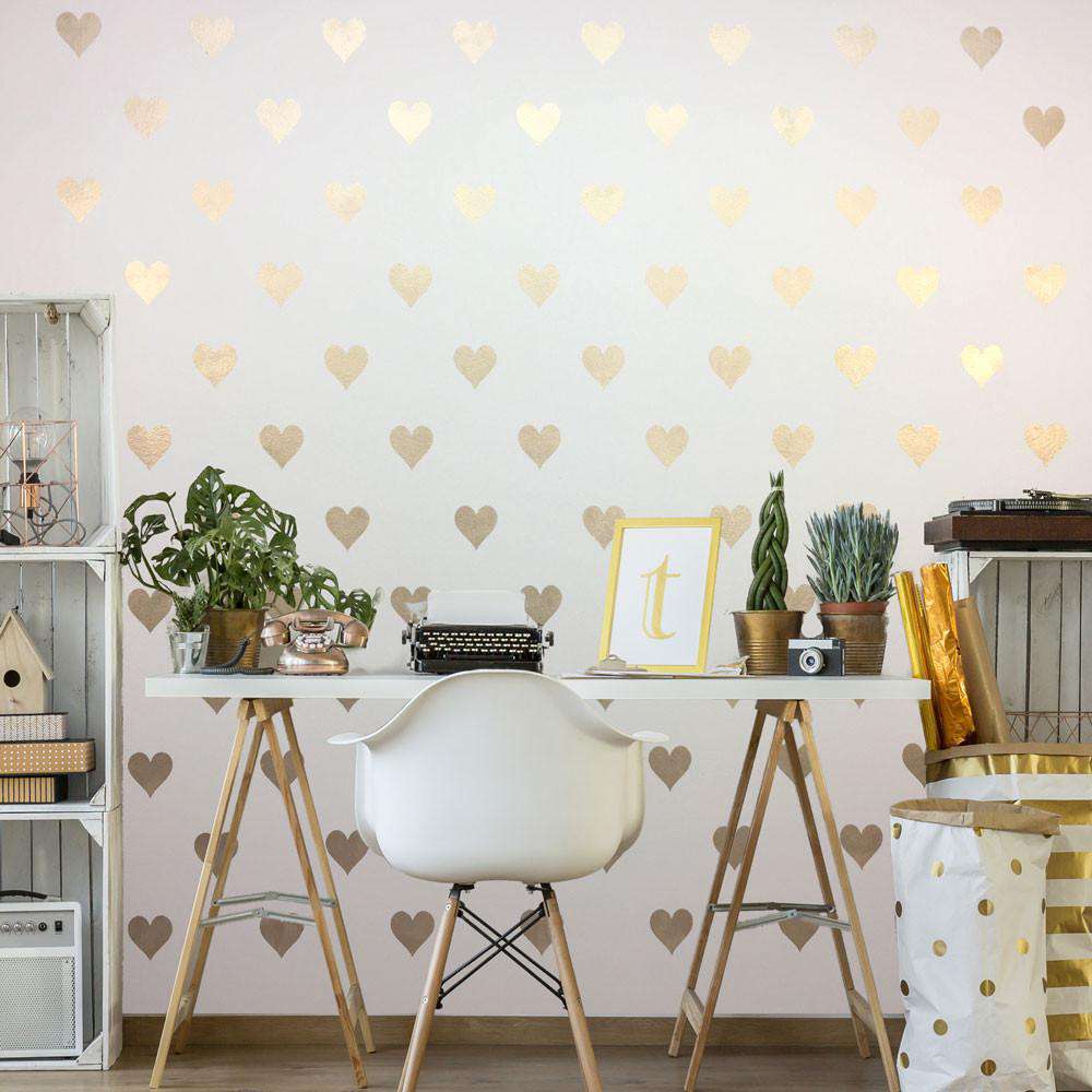 gold heart wall stencil